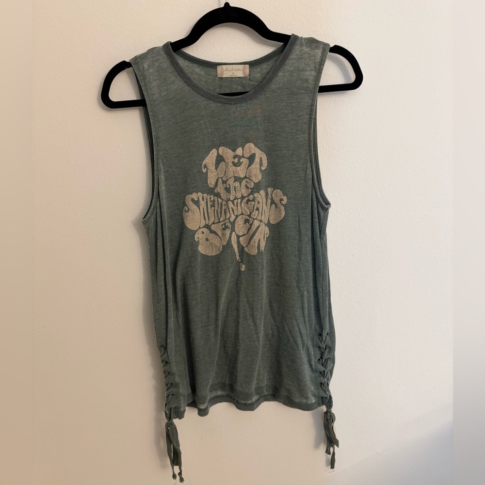 Altar’d State ‘Let The Shenanigans Begin’ Green Graphic Tank with in Medium